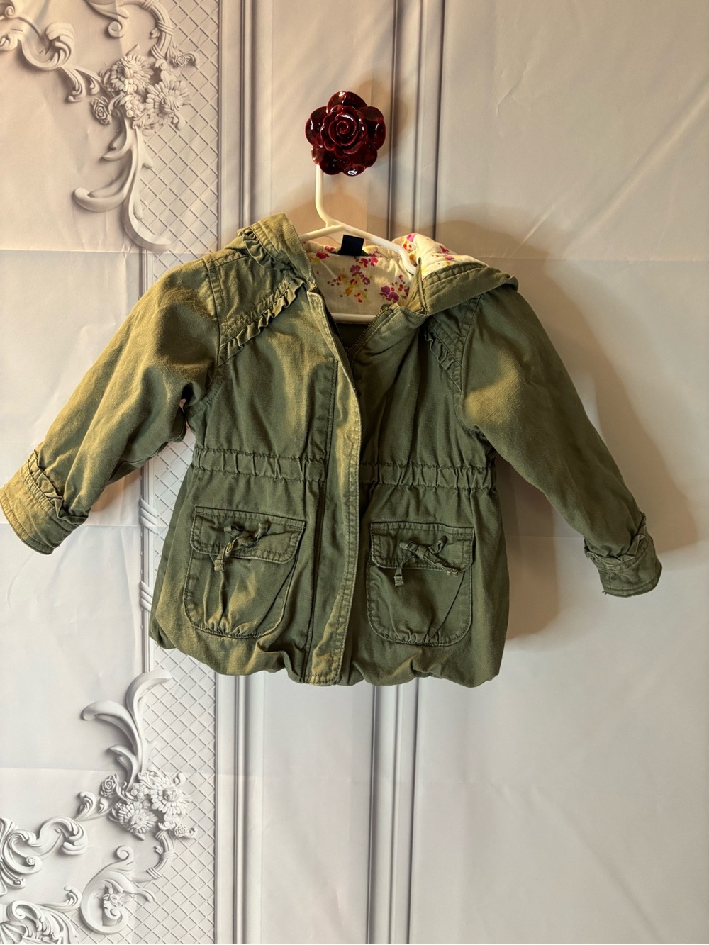Baby Gap Olive Green Toddler Girl’s Hooded Jacket, Size 18-24 Months